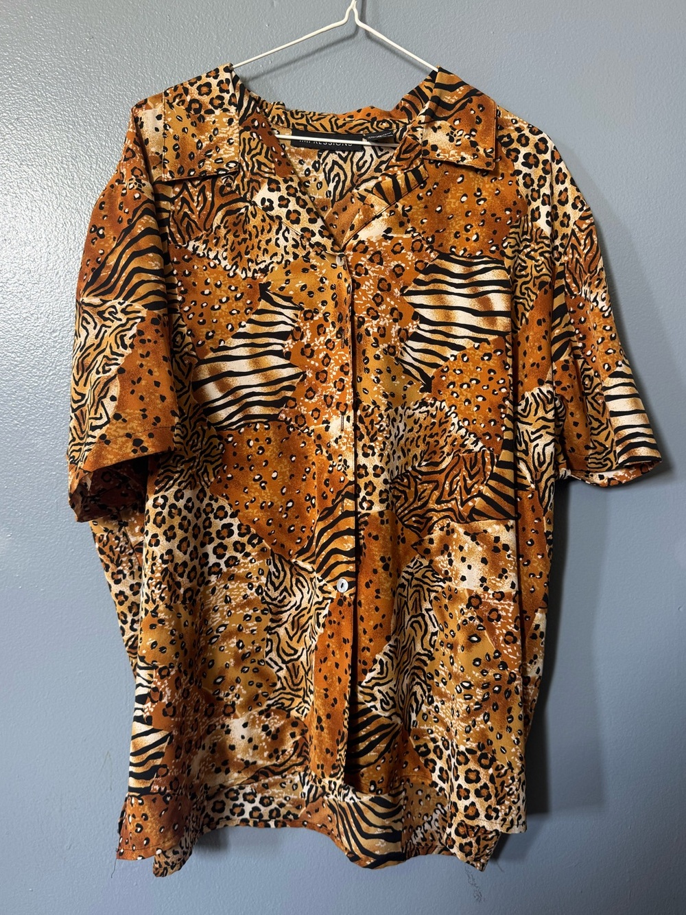 Impressions Women's Animal Print Button-Down Shirt - Brown/Tan/Black